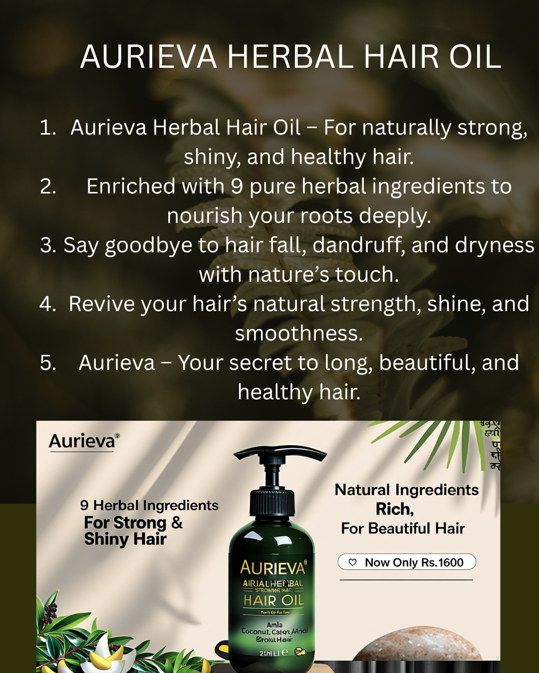 "AURIEVA Herbal Hair Oil – 9 Herbs for Complete Hair Care"