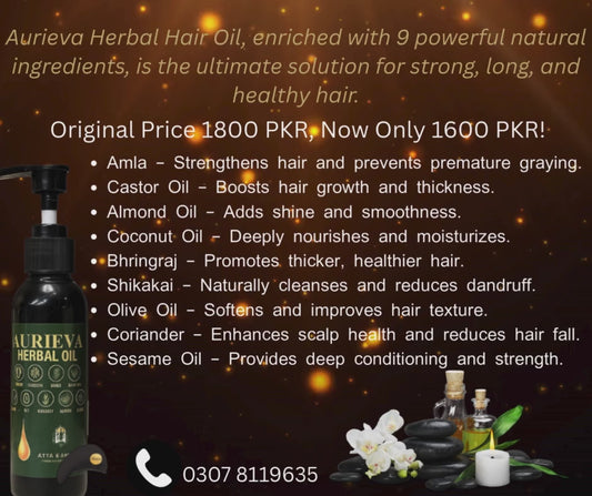 "Price Drop Alert! Aurieva Herbal Hair Oil 1800 → 1600"